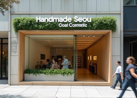 The storefront of Handmade Seoul Cosmetics in the city center