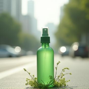Herbal Toner Mist on Seoul street background